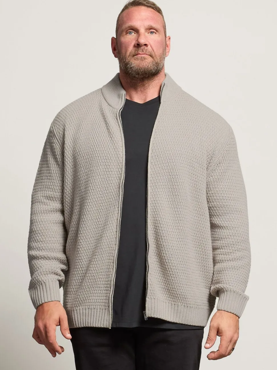 BadRhino Big & Tall Natural Wool Full Zip Cardigan