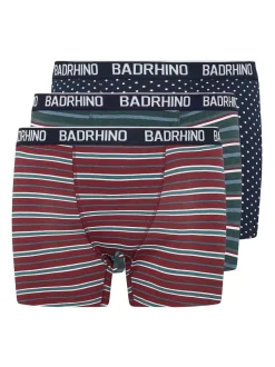 BadRhino Big & Tall Navy Blue Stripe & Spot Trunks 3 Pack