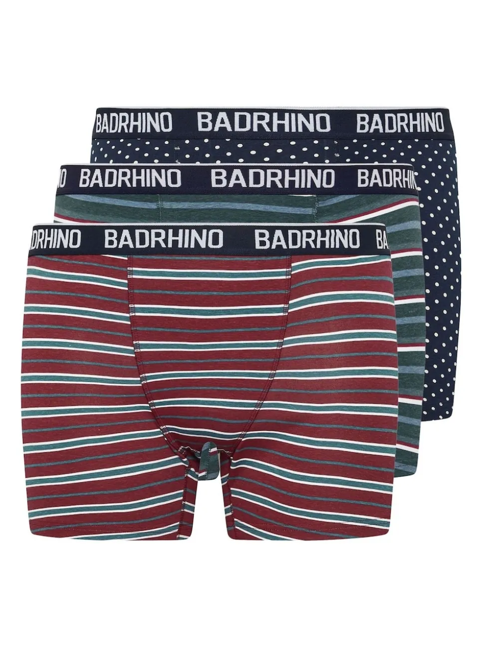 BadRhino Big & Tall Navy Blue Stripe & Spot Trunks 3 Pack