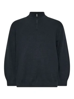 BadRhino Big & Tall Navy Blue Milano Quarter Zip Knit 100% Cotton Jumper