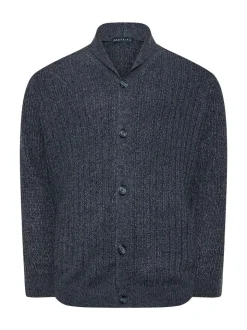 BadRhino Big & Tall Navy Blue Knitted Shawl Cardigan