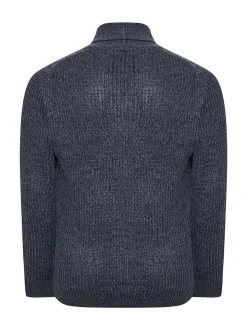 BadRhino Big & Tall Navy Blue Knitted Shawl Cardigan