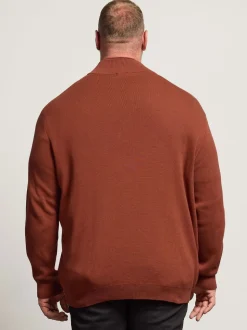 BadRhino Big & Tall Orange Milano Quarter Zip Knitted Jumper