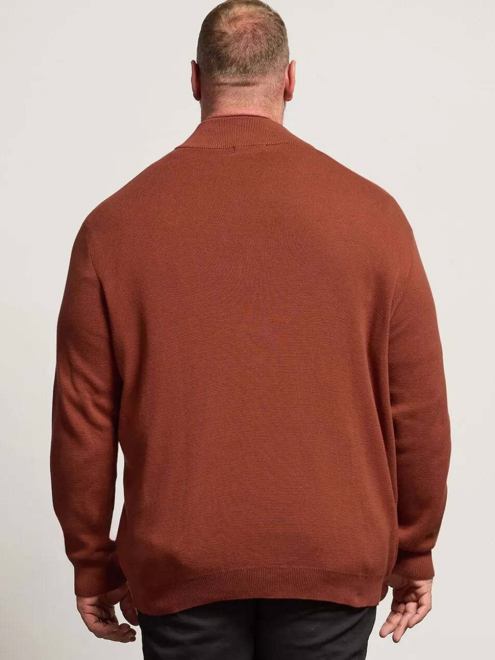 BadRhino Big & Tall Orange Milano Quarter Zip Knitted Jumper
