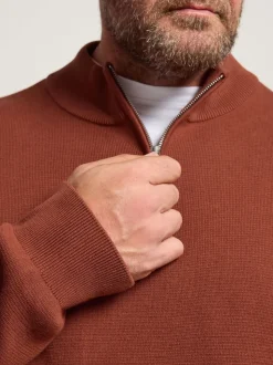 BadRhino Big & Tall Orange Milano Quarter Zip Knitted Jumper