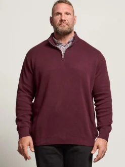 BadRhino Big & Tall Red Mockshirt Half Zip Milano Jumper