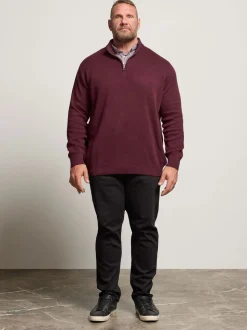 BadRhino Big & Tall Red Mockshirt Half Zip Milano Jumper