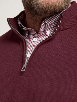 BadRhino Big & Tall Red Mockshirt Half Zip Milano Jumper