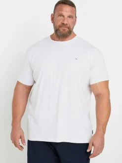 BadRhino Big & Tall White & Navy Blue Lounge 100% Cotton Shorts & T-Shirt Set