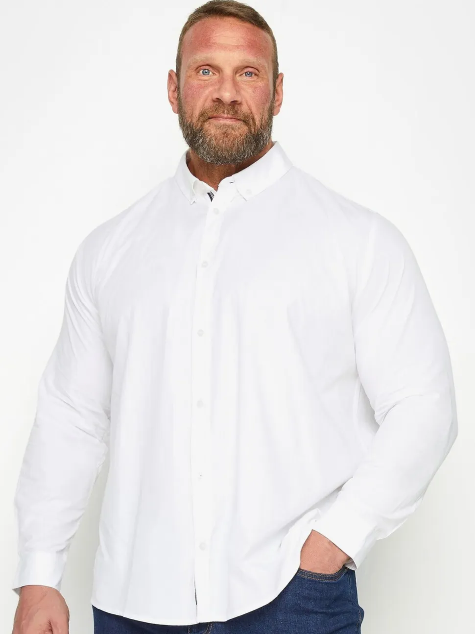 BadRhino Big & Tall White 100% Cotton Poplin Shirt