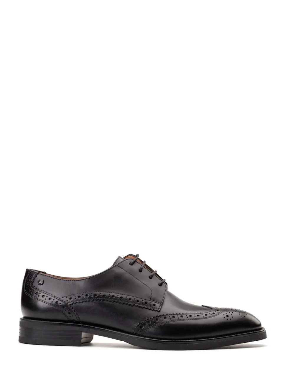 Base London Black Pocket Brogue Shoe