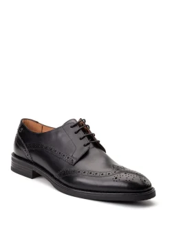 Base London Black Pocket Brogue Shoe