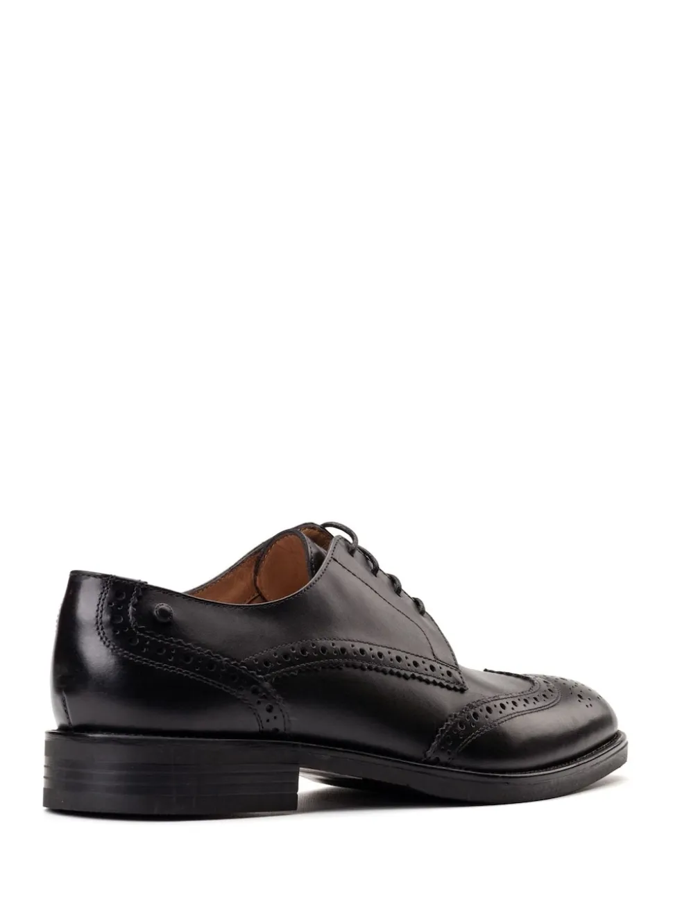 Base London Black Pocket Brogue Shoe