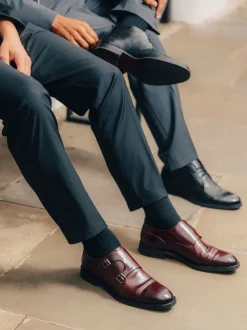 Base London Bordo Red Taper Monk Shoe