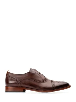 Base London Brown Cast Washed Brogue Shoes