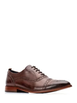 Base London Brown Cast Washed Brogue Shoes