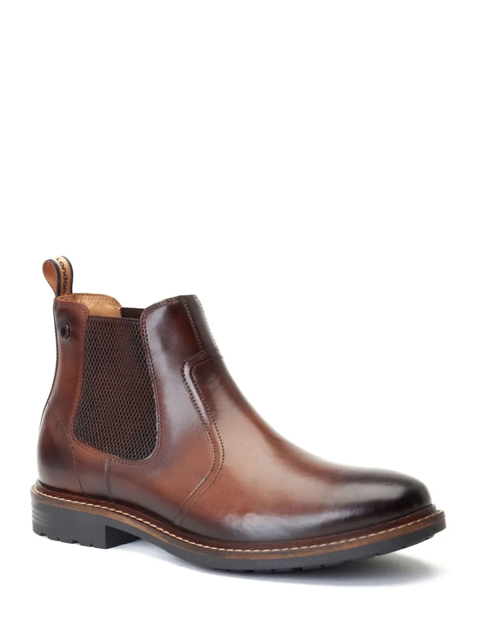 Base London Burnt Brown Bloom Pull On Chelsea Boots