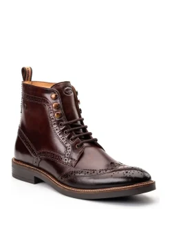 Base London Burnt Brown Bristol Brogue Boot