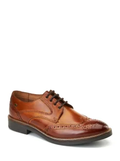 Base London Burnt Tan Brown York Brogue Shoe