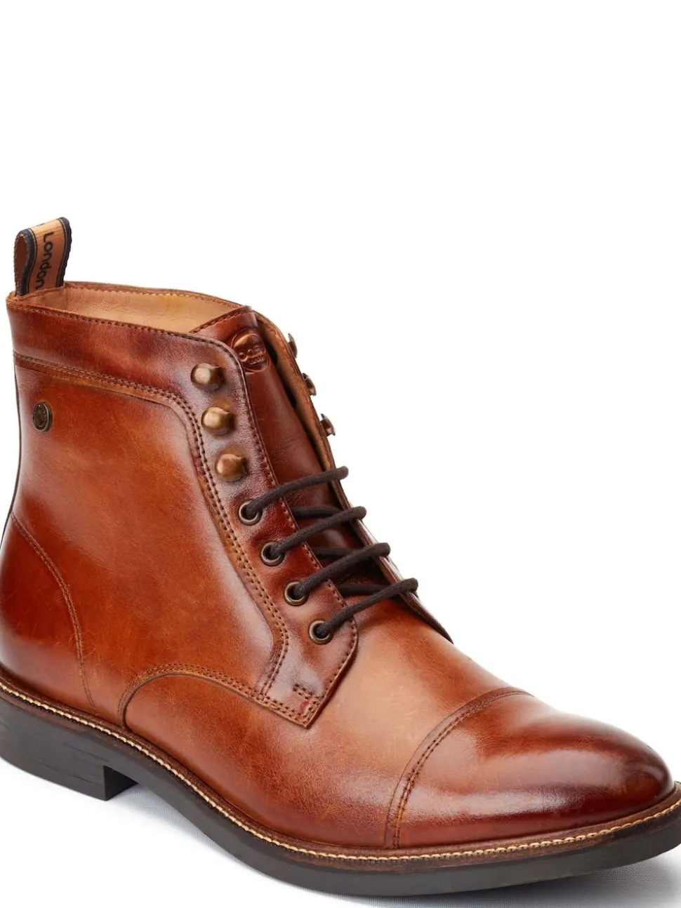 Base London Burnt Tan Brown Plymouth Toe Cap Boot