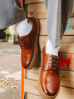 Base London Burnt Tan Brown Clapton Brogue Trainer