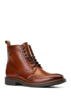 Base London Burnt Tan Brown Bristol Brogue Boot
