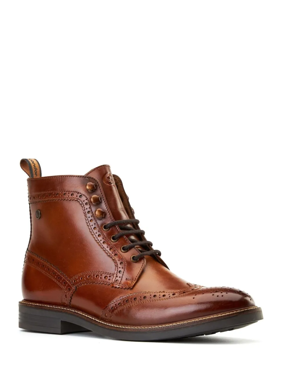 Base London Burnt Tan Brown Bristol Brogue Boot