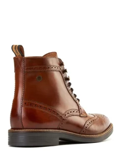 Base London Burnt Tan Brown Bristol Brogue Boot