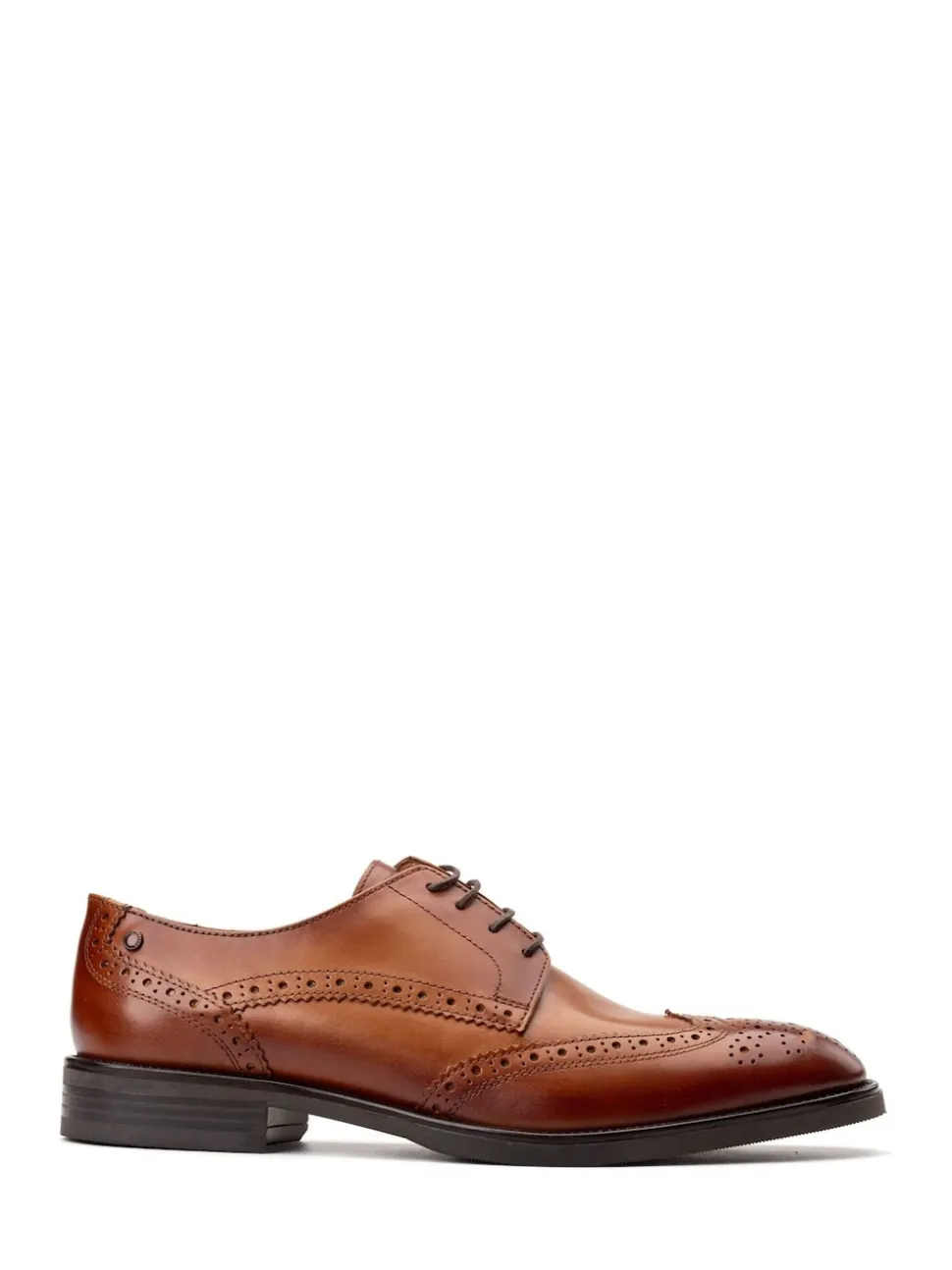 Base London Tan Brown Pocket Brogue Shoe