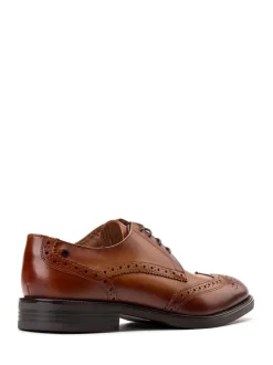 Base London Tan Brown Pocket Brogue Shoe