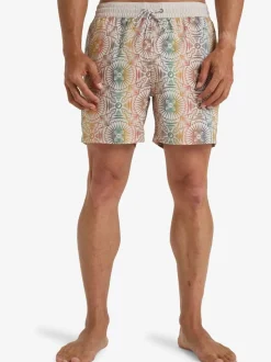 Billabong Orange Vacay Geometric Print Logo Swim Shorts