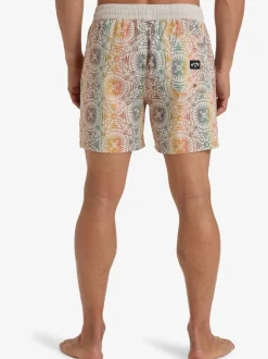 Billabong Orange Vacay Geometric Print Logo Swim Shorts