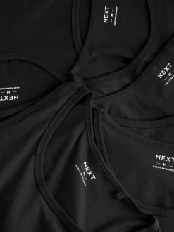 Black 100% Cotton Layering Vests 5 Pack