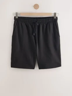 Black 100% Cotton Lightweight Shorts
