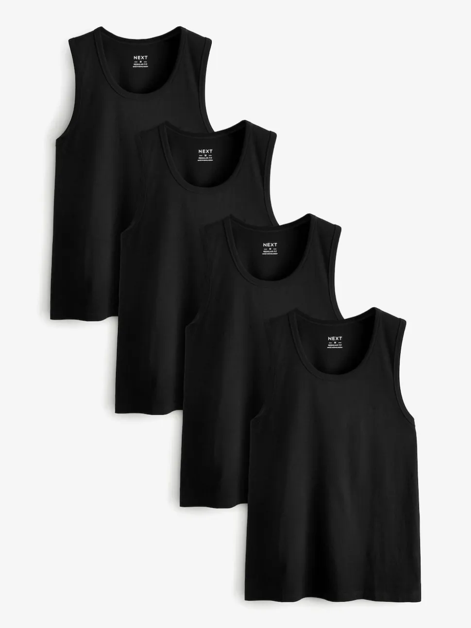 Black 100% Cotton Vests 4 Pack