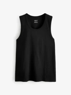 Black 100% Cotton Vests 4 Pack