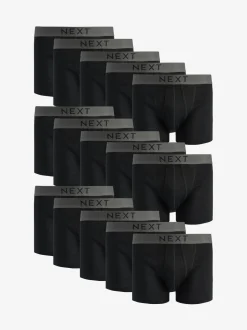 Black 15 Pack A-Front Pure 100% Cotton Boxers