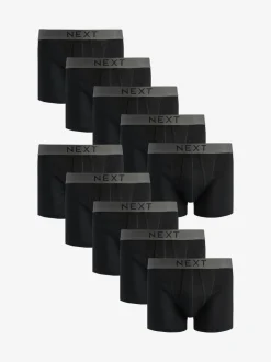 Black 10 pack A-Front Pure 100% Cotton Boxers
