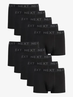Black 10 pack Cotton Rich Blend Hipsters Boxers