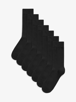 Black 7 Pack Cotton Rich Socks