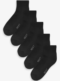 Black 5 Pack Cushioned Mid Trainer Socks