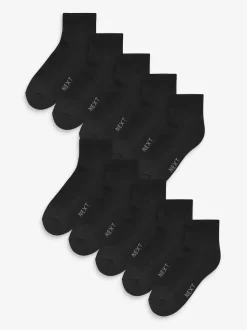 Black 10 Pack Cushioned Mid Trainer Socks