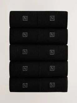 Black 10 Pack Cushioned Sole Comfort Socks