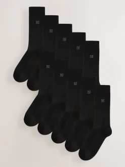 Black 10 Pack Cushioned Sole Comfort Socks