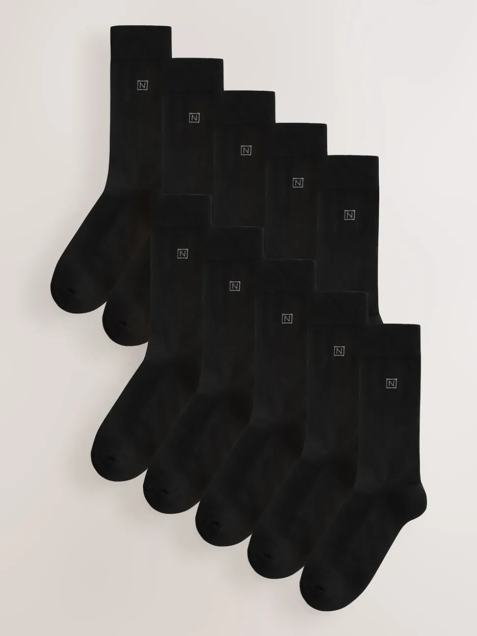Black 10 Pack Cushioned Sole Comfort Socks