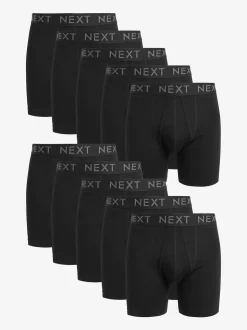 Black 10 pack Sports Longer Length A-Front Boxers