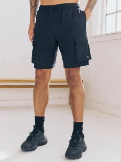 Black Active Cargo Gym Training Shorts