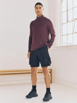 Black Active Cargo Gym Training Shorts