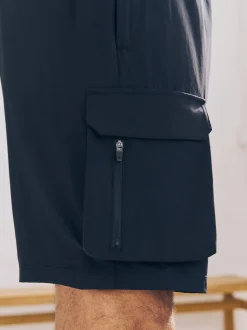 Black Active Cargo Gym Training Shorts