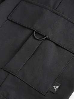 Black Active Cargo Gym Training Shorts